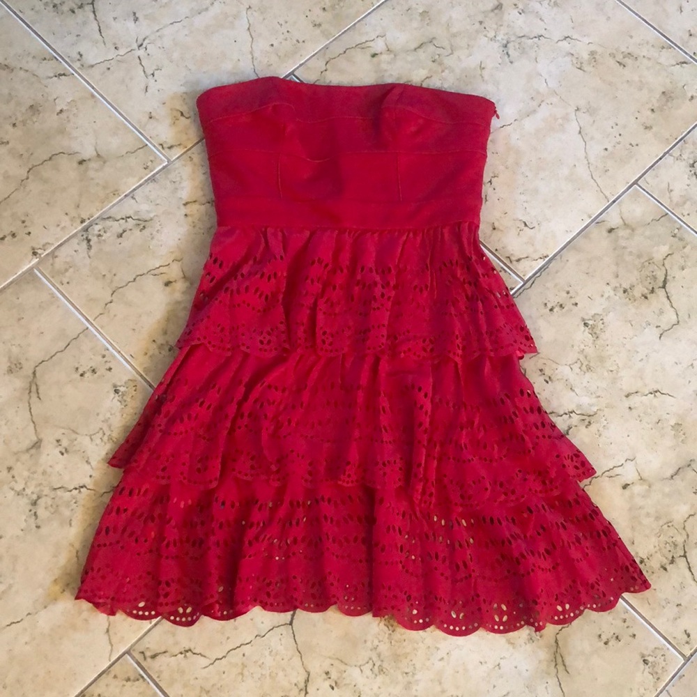 Strapless Silk Red Cynthia Steffe Dress 6